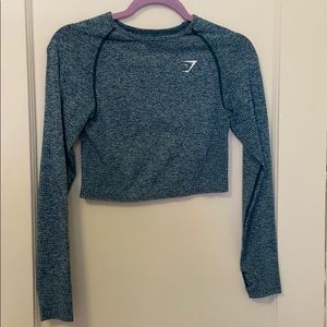 Gymshark teal long sleeve seamless crop top